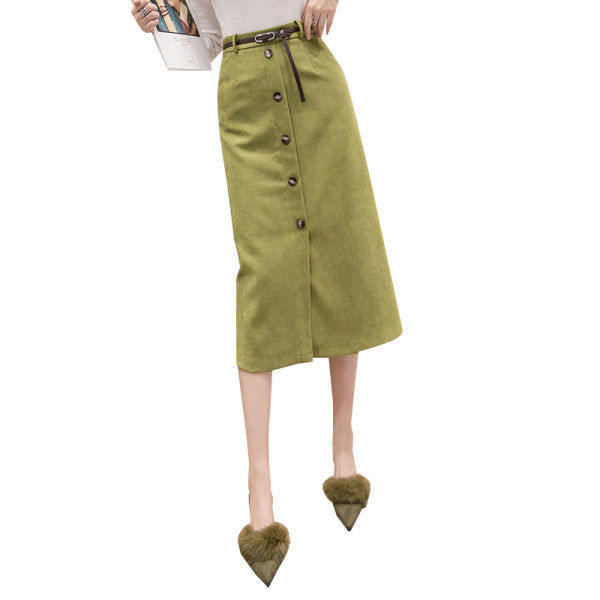 Модерна дамска дълга пола с висока талия и колан