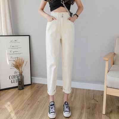 Blugi de dama actuali model drept cu talie inalta