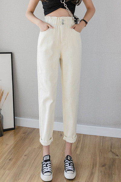 Blugi de dama actuali model drept cu talie inalta