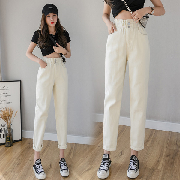 Blugi de dama actuali model drept cu talie inalta