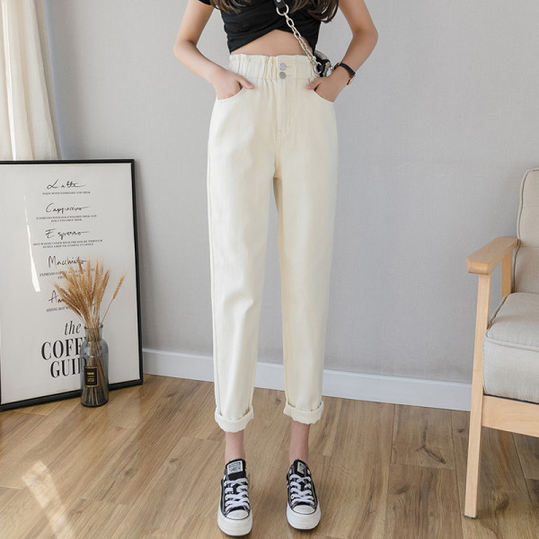 Blugi de dama actuali model drept cu talie inalta