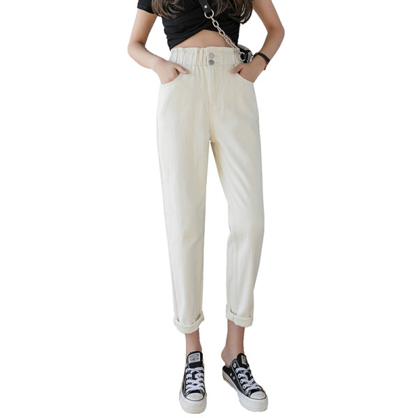 Blugi de dama actuali model drept cu talie inalta