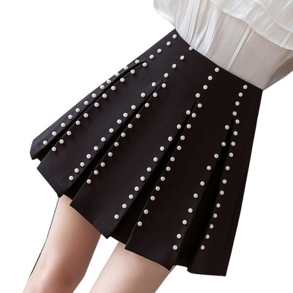 Új modell női szoknya magas derékkal, gyöngyökkel