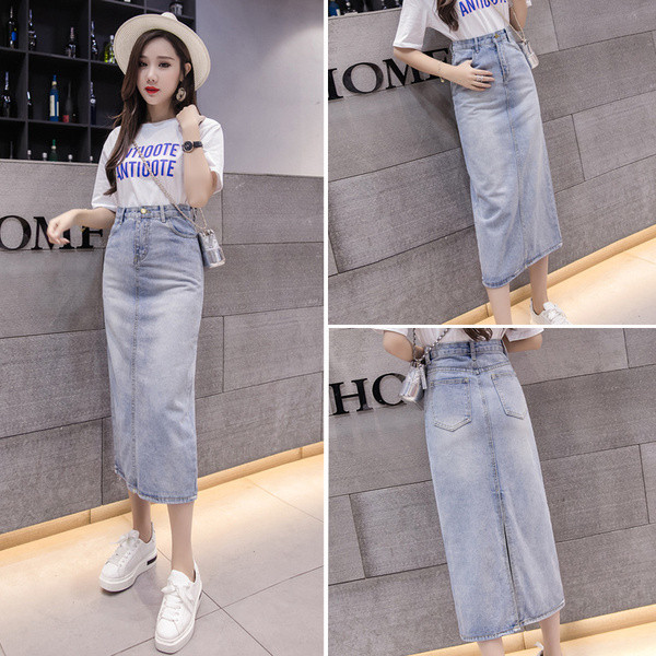 Fusta dama casual din denim - model drept
