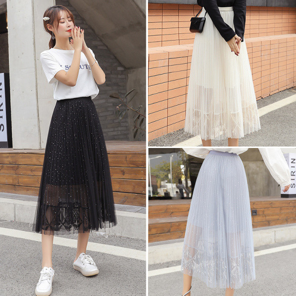 Модерна дамска пола с тюл и дантела -разкроен модел