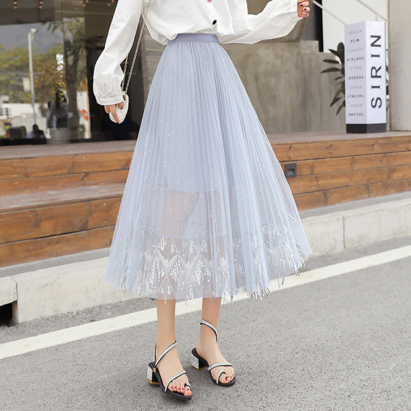 Модерна дамска пола с тюл и дантела -разкроен модел