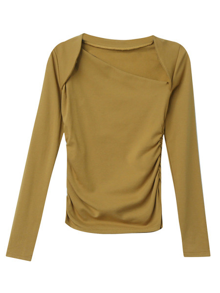 Ikdienas sieviešu blūze ar garām piedurknēm piegulošs modelis