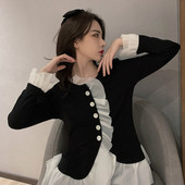 Retro moteriški marškiniai su tiulio elementais ir sagomis