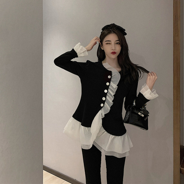 Retro moteriški marškiniai su tiulio elementais ir sagomis