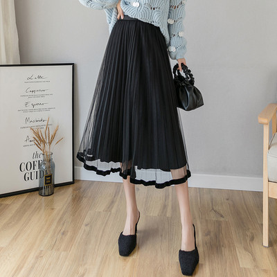 Mūsdienīgi sieviešu piegriezuma kroku svārki ar augstu vidukli