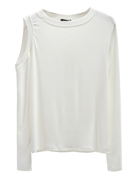 Női alkalmi blúz ovális nyakkivágással és csupasz váll