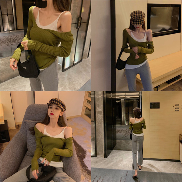 Női blúz leejtett ujjakkal és utánzattal