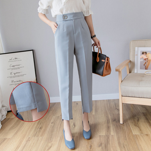 Елегантен дамски панталон с висока талия прав модел