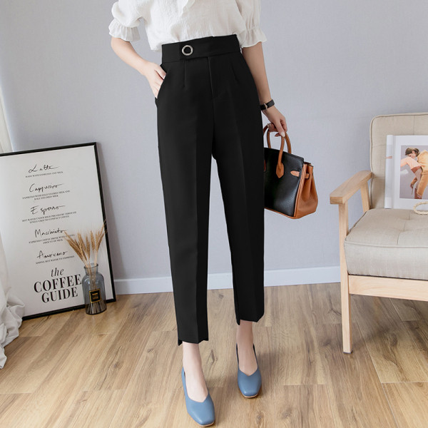 Елегантен дамски панталон с висока талия прав модел