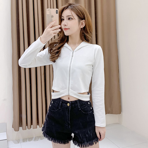 Női alkalmi pulóver kapucnival és hosszú ujjal