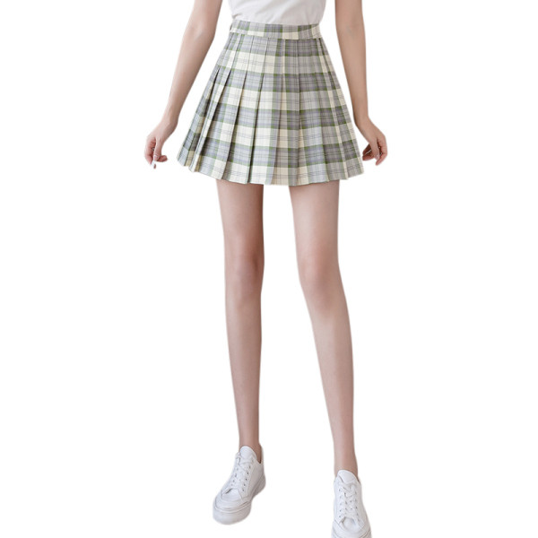 Fusta de dama scurta in carouri actuala cu talie inalta