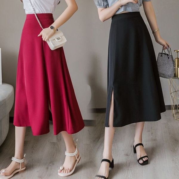 Sieviešu ikdienas gari svārki ar augstu vidukli