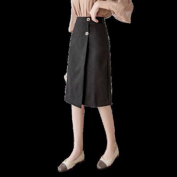 Fusta de dama model dreapta cu nasturi si talie inalta