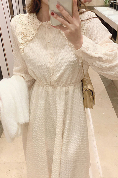 Dmaska duga haljina s dugmićima i dugim rukavima