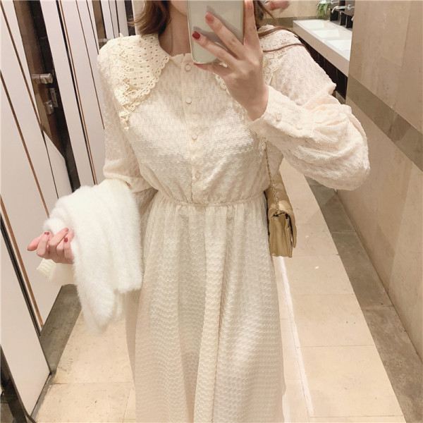 Dmaska duga haljina s dugmićima i dugim rukavima