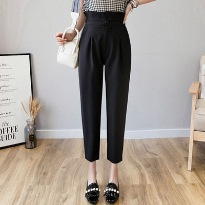 Стилен дамски панталон с висока талия прав модел