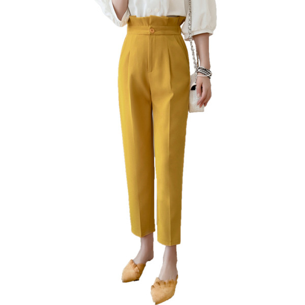 Стилен дамски панталон с висока талия прав модел