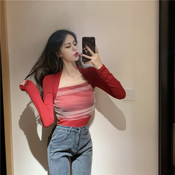 Női topikus blúz modell tüllvel