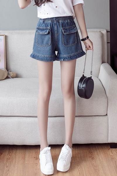 Pantaloni scurți casual de damă cu talie și buzunare standard