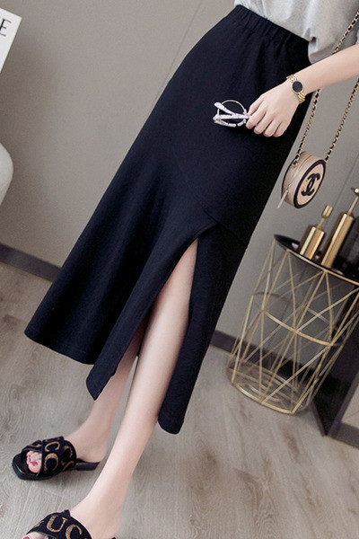 Ikdienas sieviešu svārki ar augstu vidukli un šķēlumu