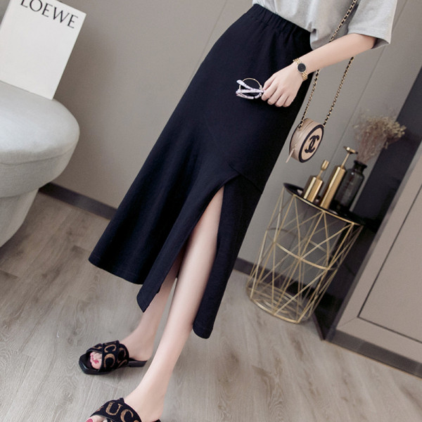 Ikdienas sieviešu svārki ar augstu vidukli un šķēlumu