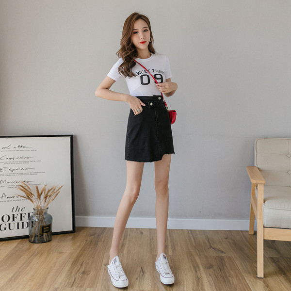 Дамска актуална пола с висока талия асиметричен модел