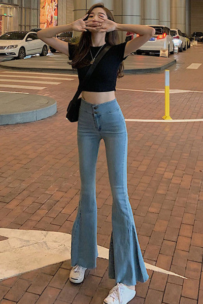 Дамски дънки с висока талия модел чарлстон