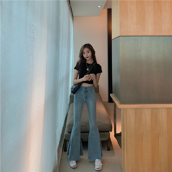 Дамски дънки с висока талия модел чарлстон