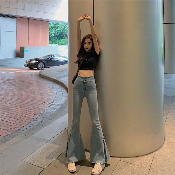 Дамски дънки с висока талия модел чарлстон