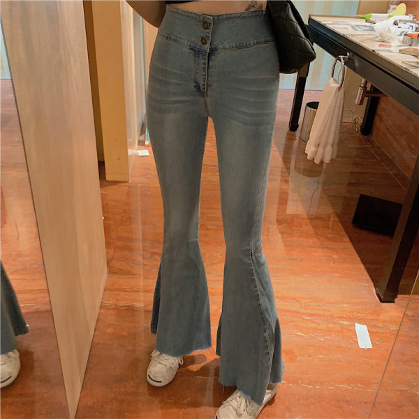 Дамски дънки с висока талия модел чарлстон