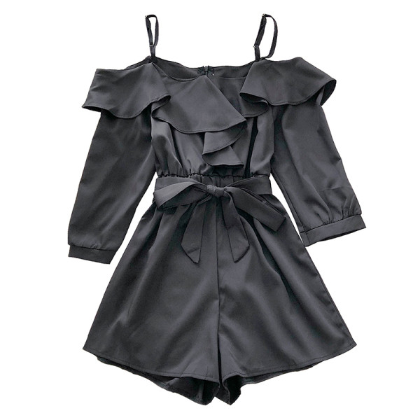 Modernūs moteriški kombinezonai ilgomis rankovėmis ir garbanomis