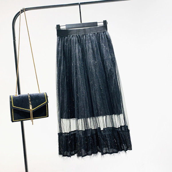 Модерна дамска плисирана пола с висока талия- А-линия