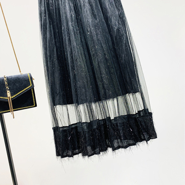 Модерна дамска плисирана пола с висока талия- А-линия