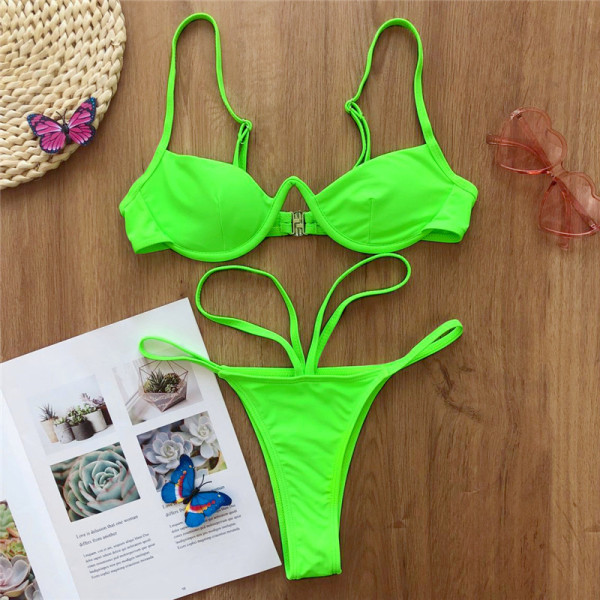 Moderns divdaļīgs peldkostīms neona krāsās