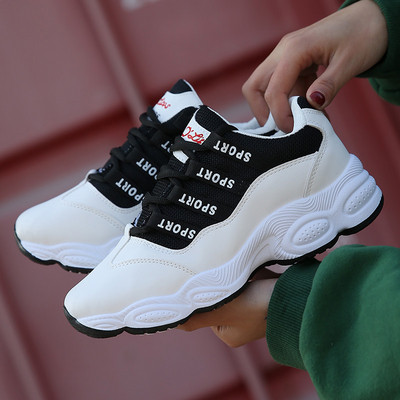 Нов модел дамски маратонки с груба подметка от еко кожа