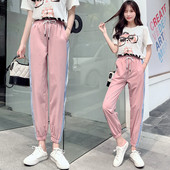 Ikdienas sieviešu bikses ar saitēm un apmalēm