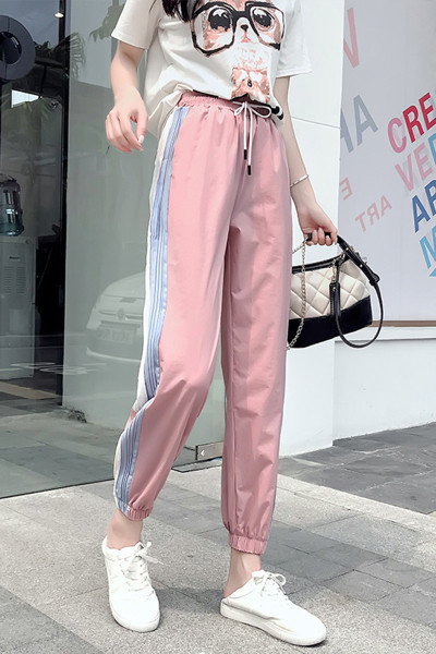 Ikdienas sieviešu bikses ar saitēm un apmalēm