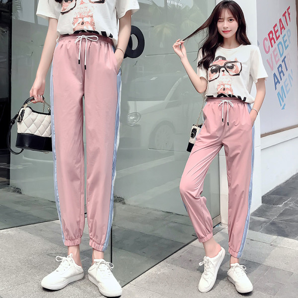 Ikdienas sieviešu bikses ar saitēm un apmalēm