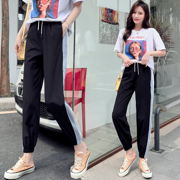 Ikdienas sieviešu bikses ar saitēm un apmalēm