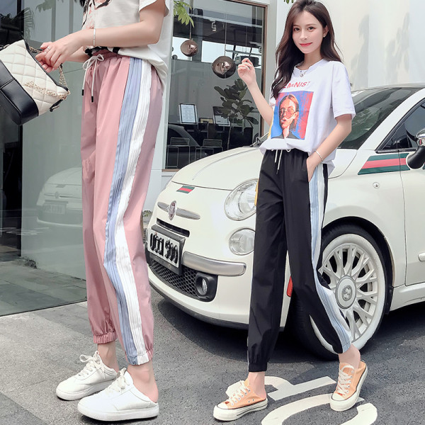 Ikdienas sieviešu bikses ar saitēm un apmalēm