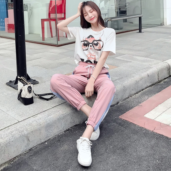 Ikdienas sieviešu bikses ar saitēm un apmalēm