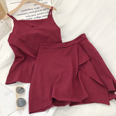 Ikdienas sieviešu kombinezons un svārki ar augstu vidukli