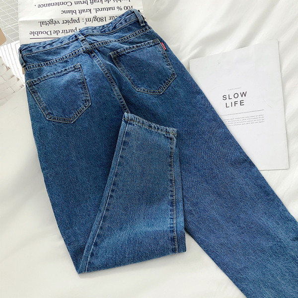 Blugi casual de dama cu talie inalta - un model larg