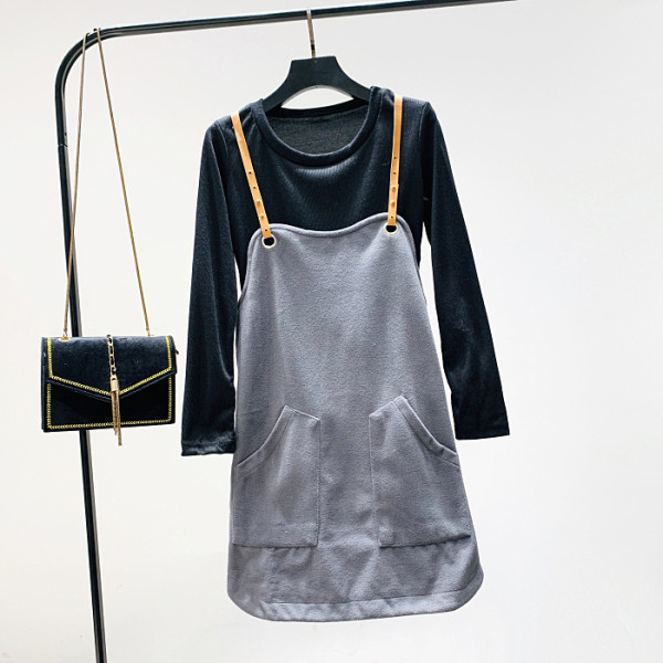 Ikdienas sieviešu komplekts sieviešu kleita ar plānām lencītēm divās daļās