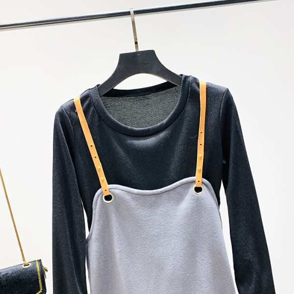 Ikdienas sieviešu komplekts sieviešu kleita ar plānām lencītēm divās daļās